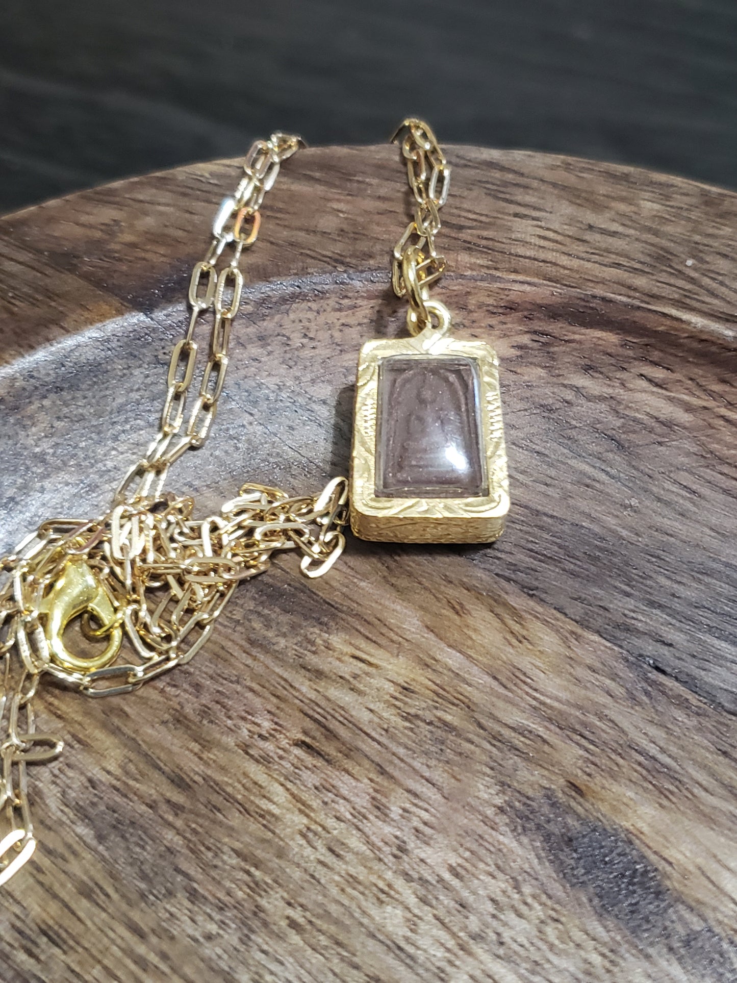 Golden Buddha Engraved Pendant Necklace