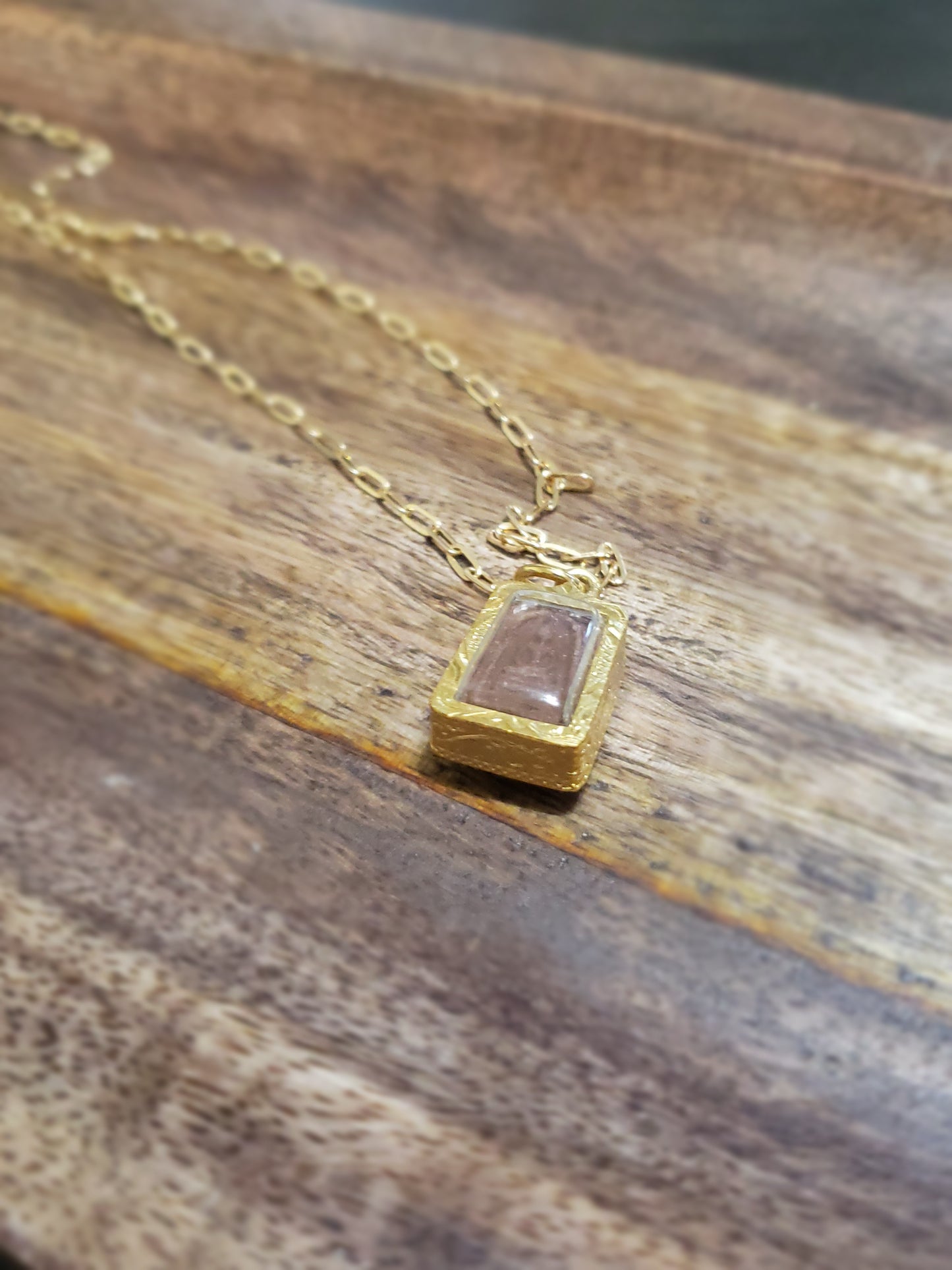 Golden Buddha Engraved Pendant Necklace