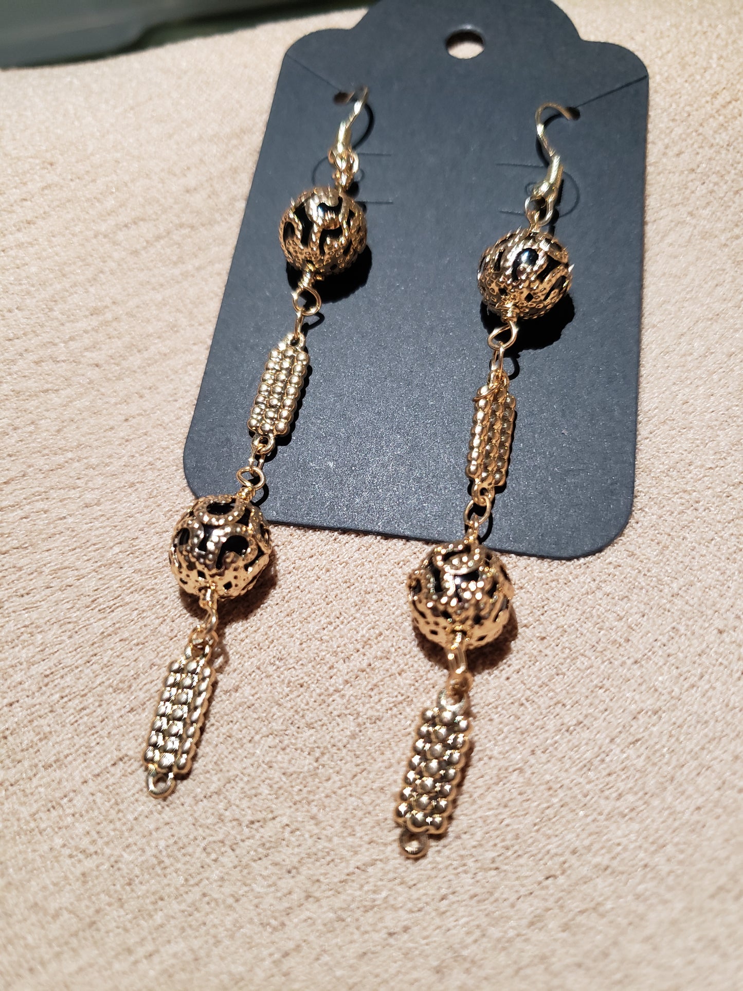 Gold Caged Bead Earrings