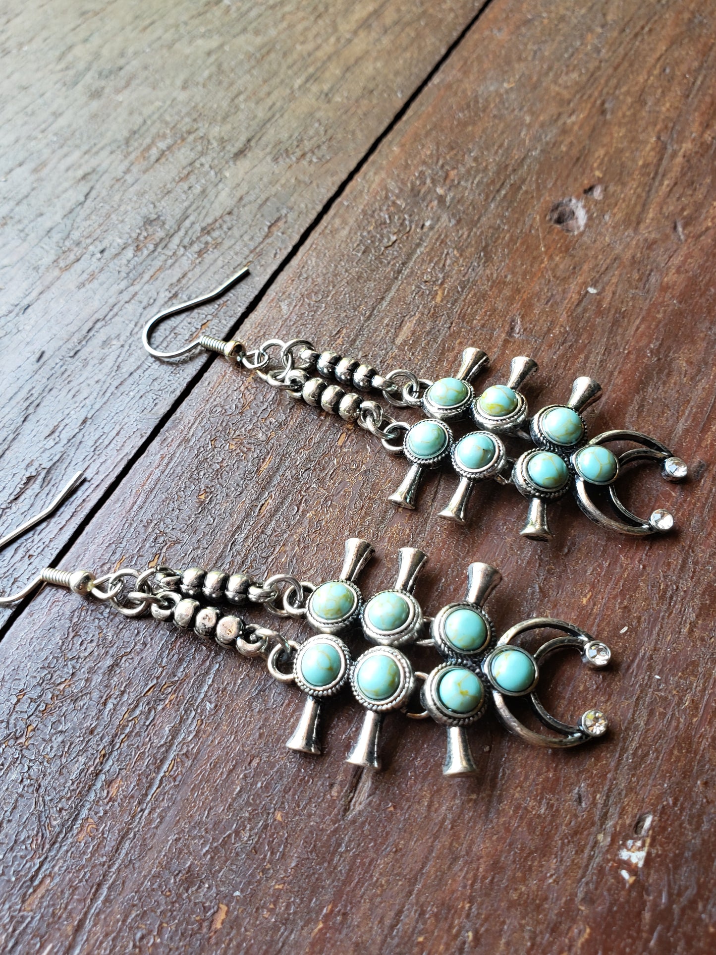 Silver and Turquoise Abstract Scorpion Earrings