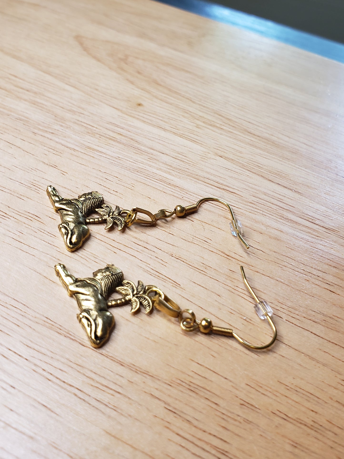 Egyptian Gold Sphinx Pendant Earrings