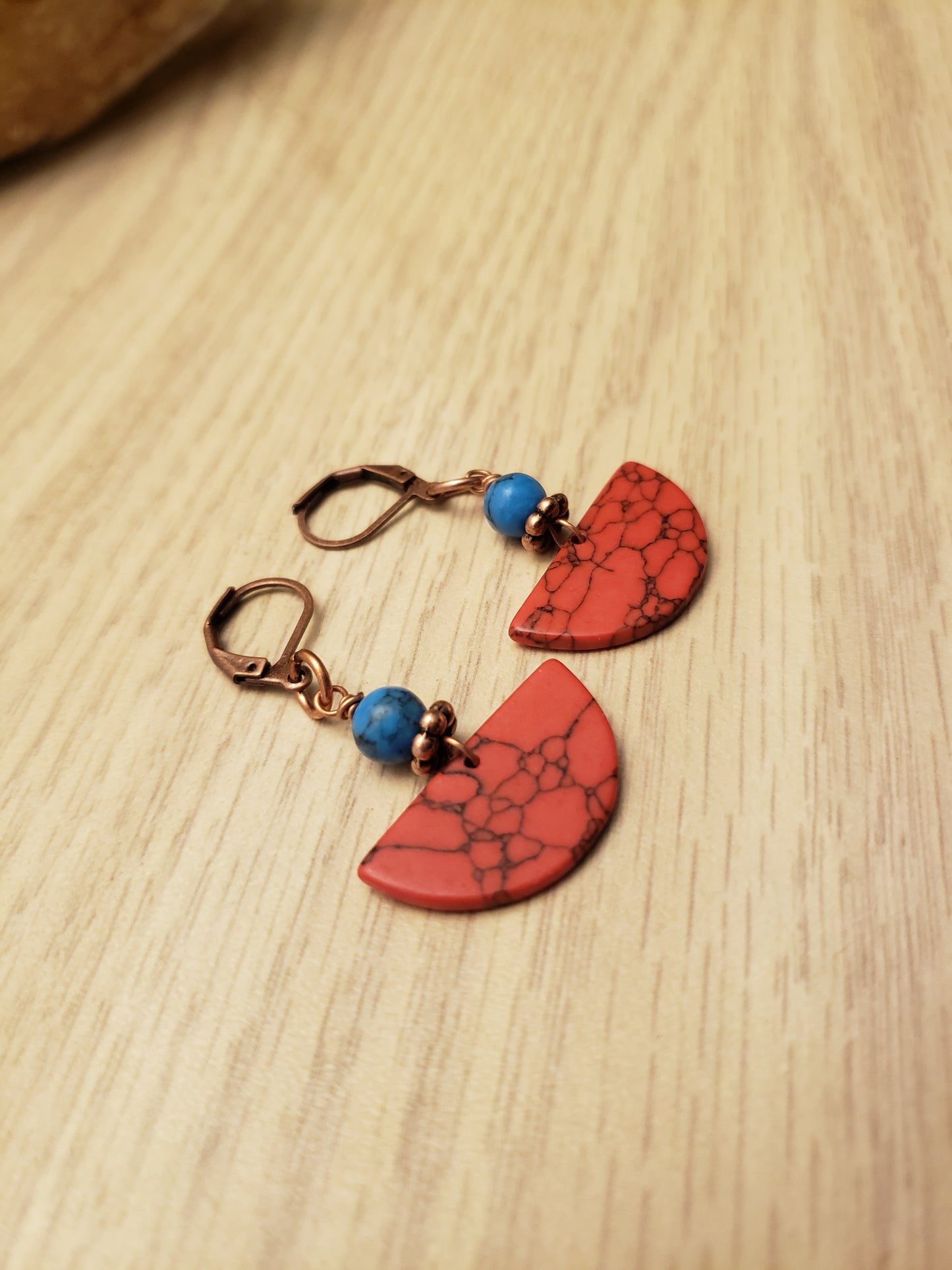 Red Semi Circle Earrings
