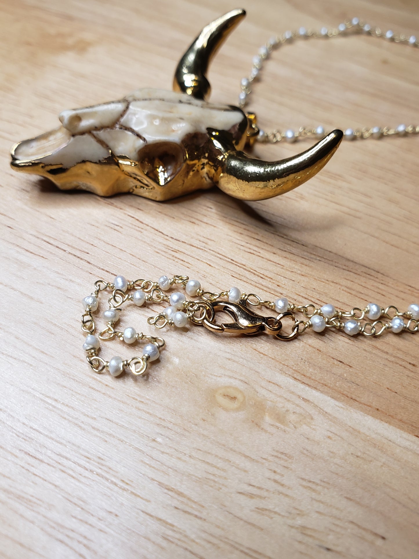 Bull Skull Rosary Necklace