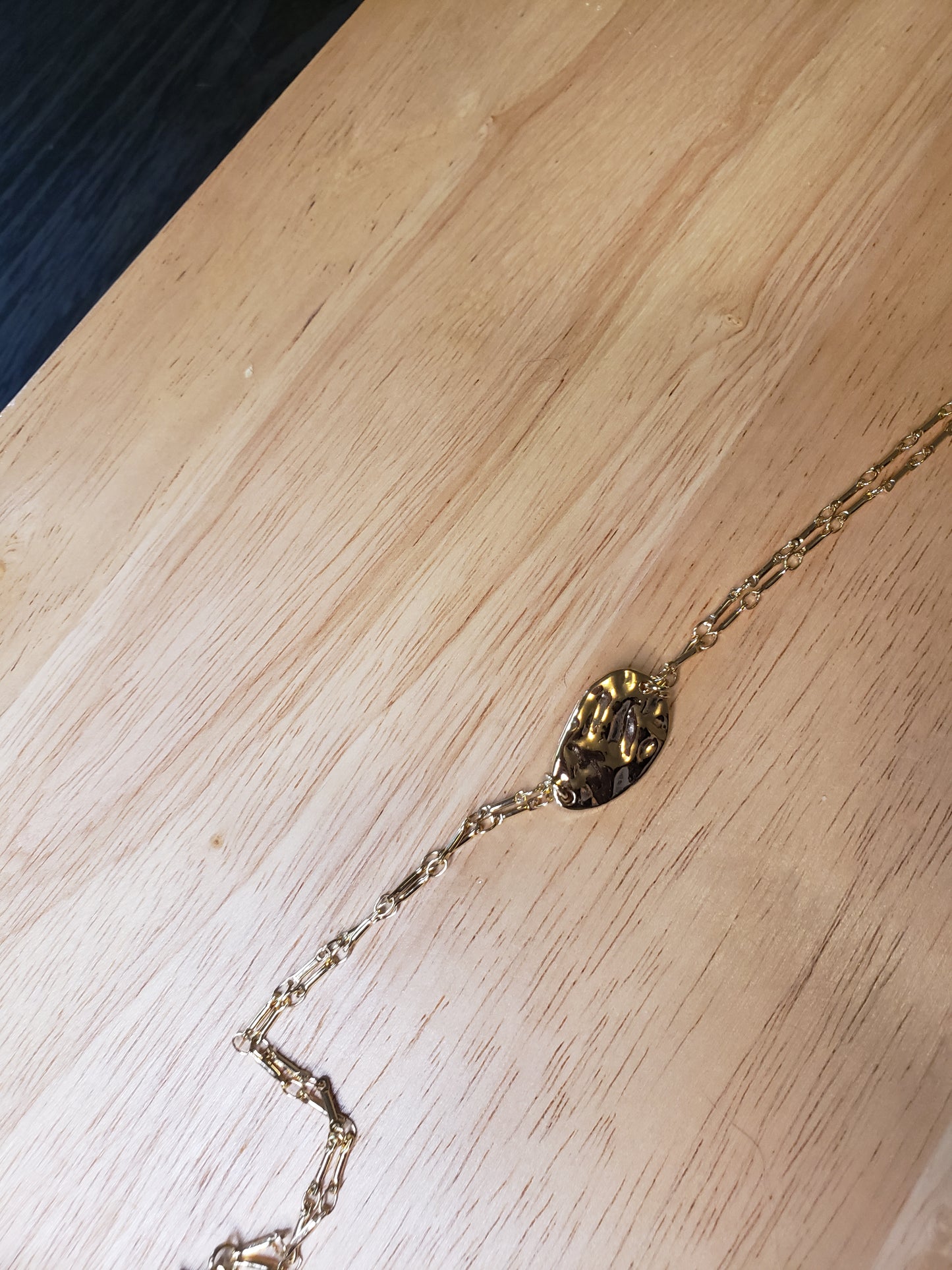 Minimalist Gold Hammered Charm Bracelet