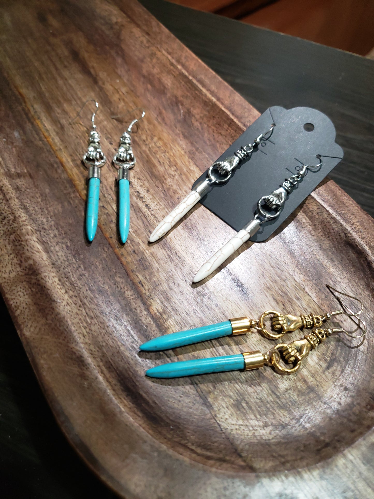 Guardian’s Grasp Turquoise Spike Earrings