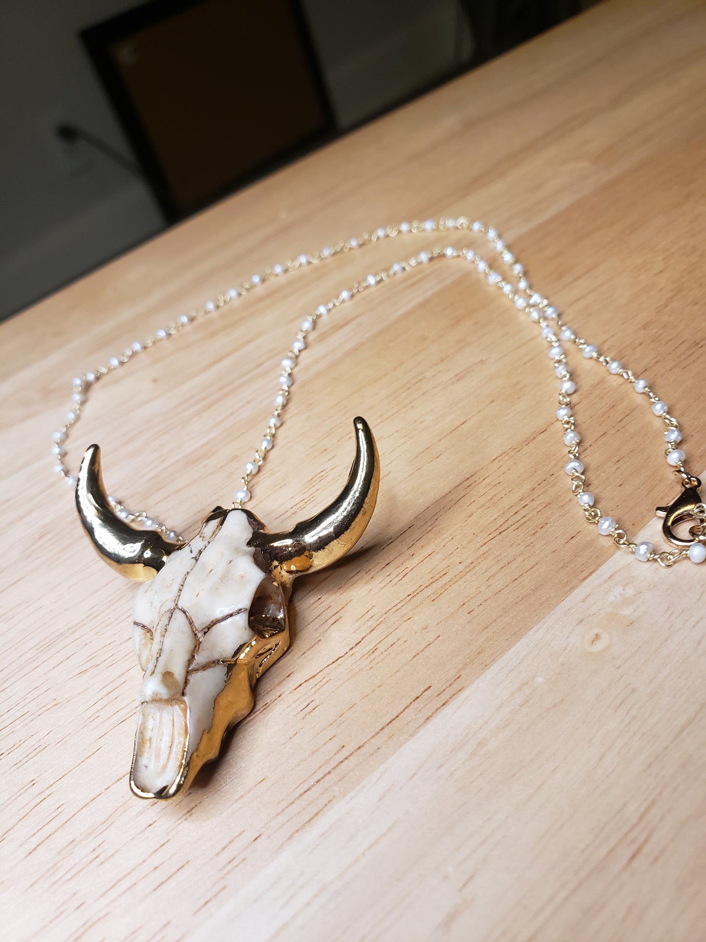 Bull Skull Rosary Necklace