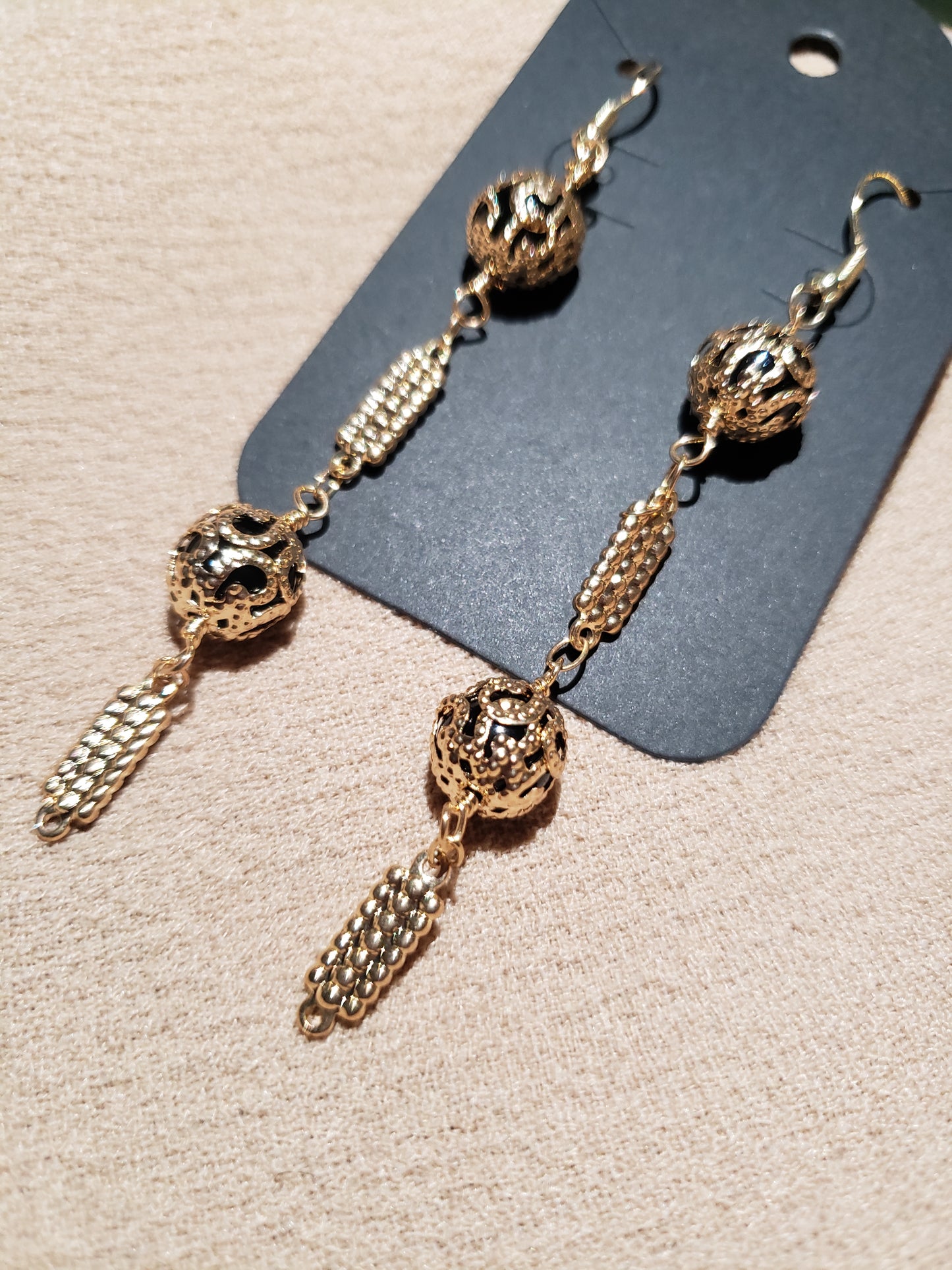 Gold Caged Bead Earrings