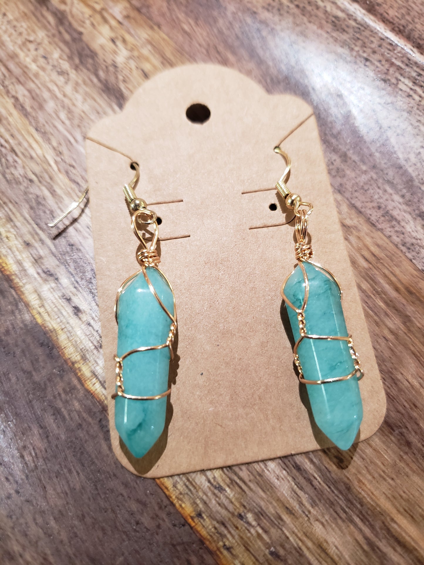 Wire Wrapped Gem Earrings