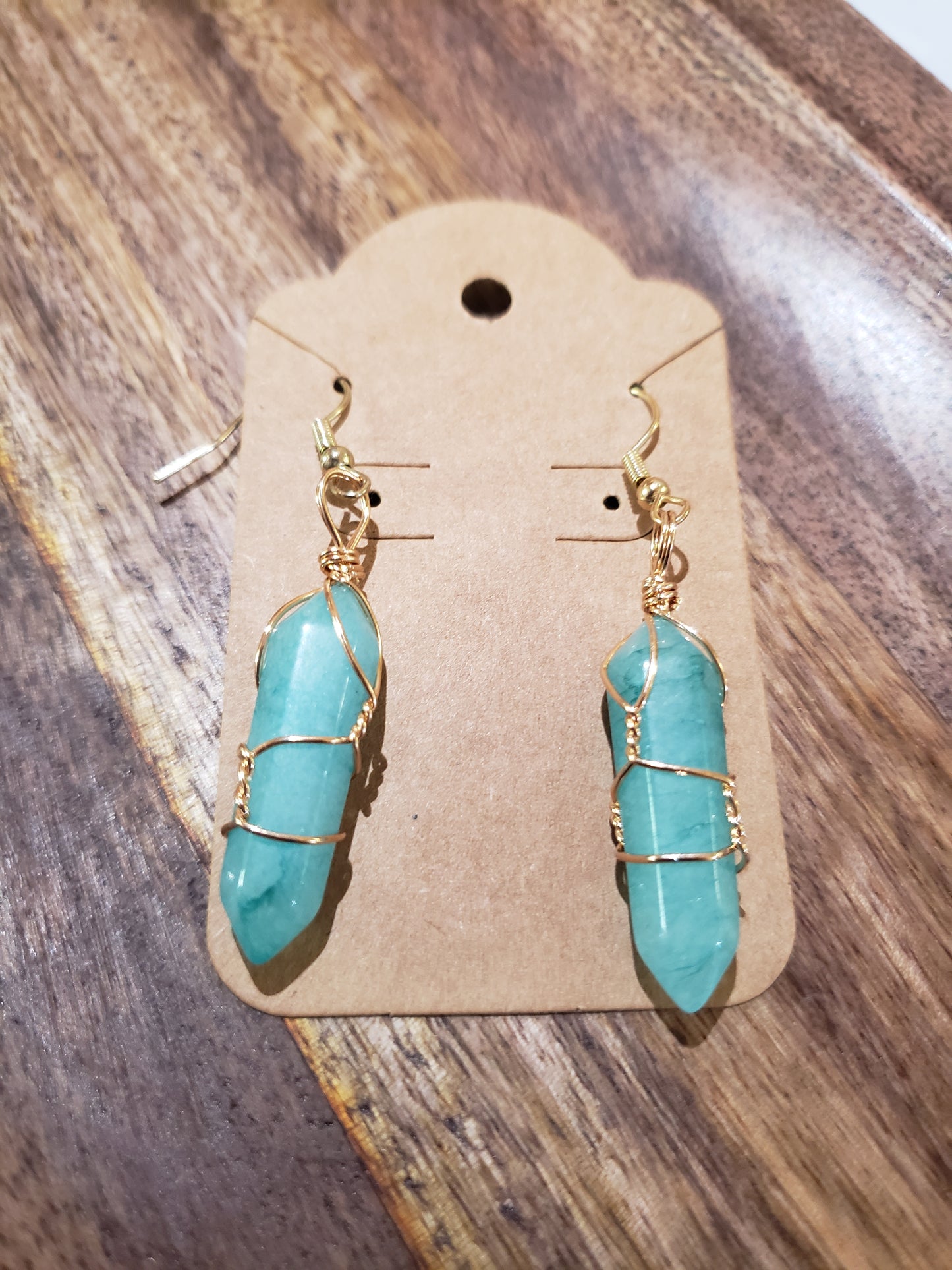 Wire Wrapped Gem Earrings