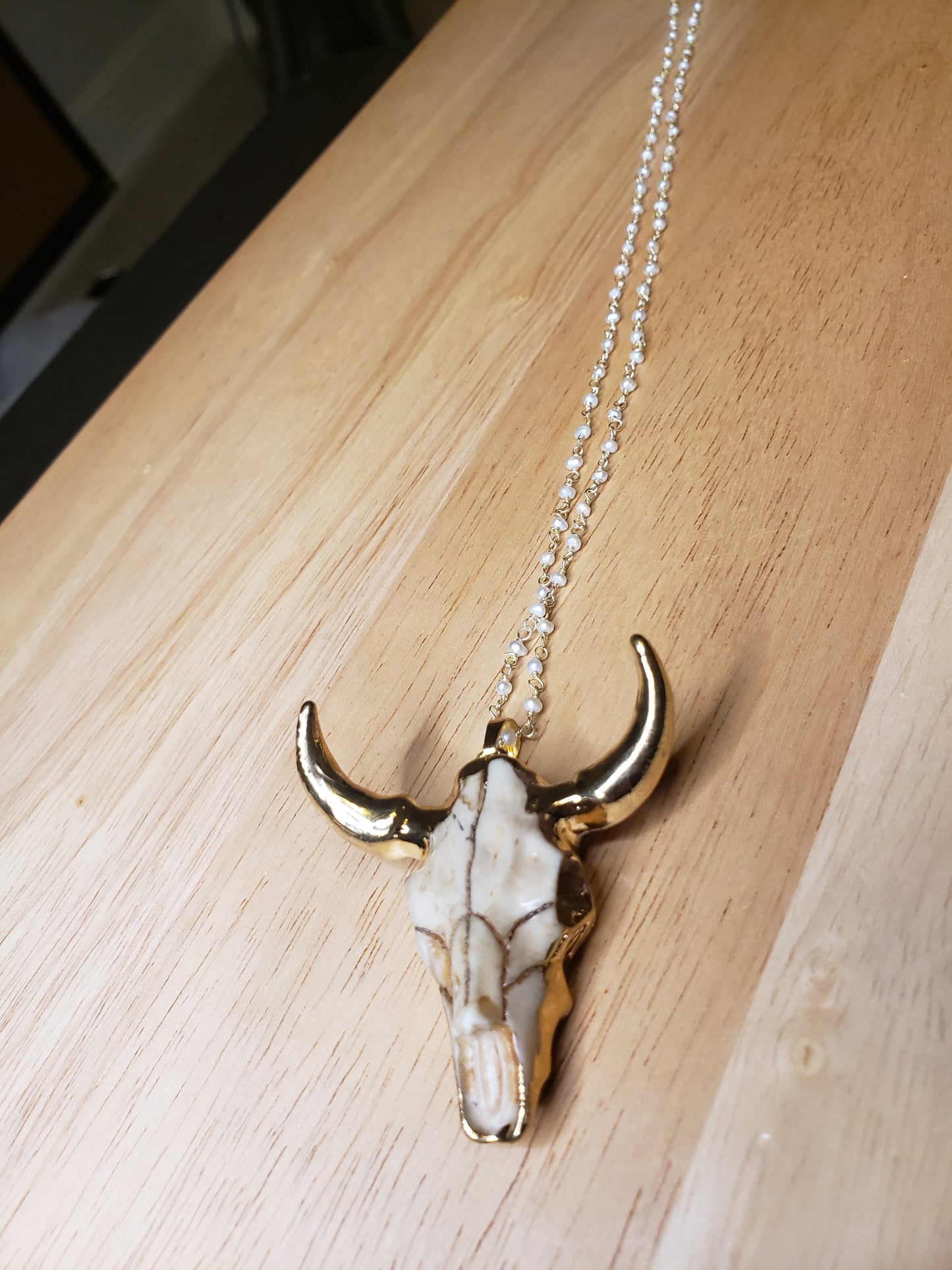 Bull Skull Rosary Necklace