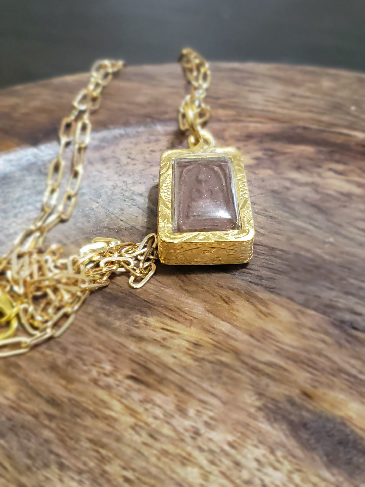 Golden Buddha Engraved Pendant Necklace