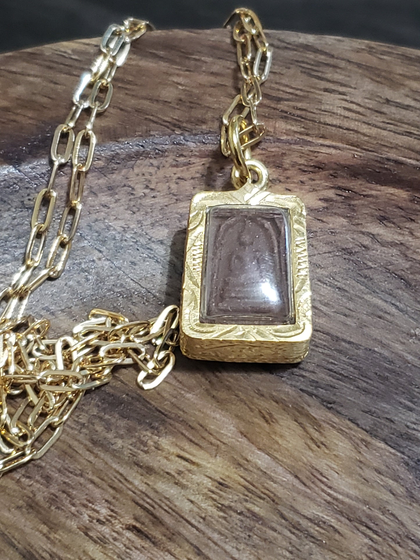 Golden Buddha Engraved Pendant Necklace