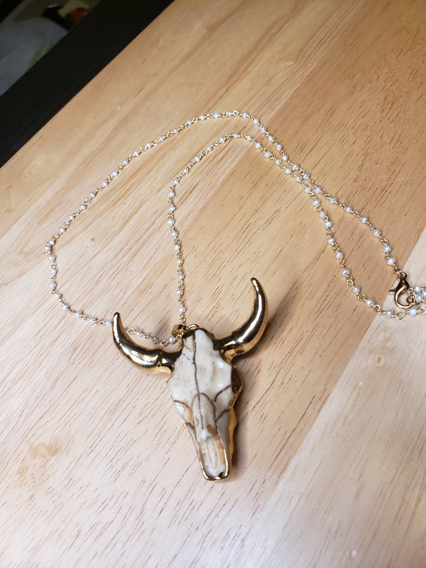 Bull Skull Rosary Necklace