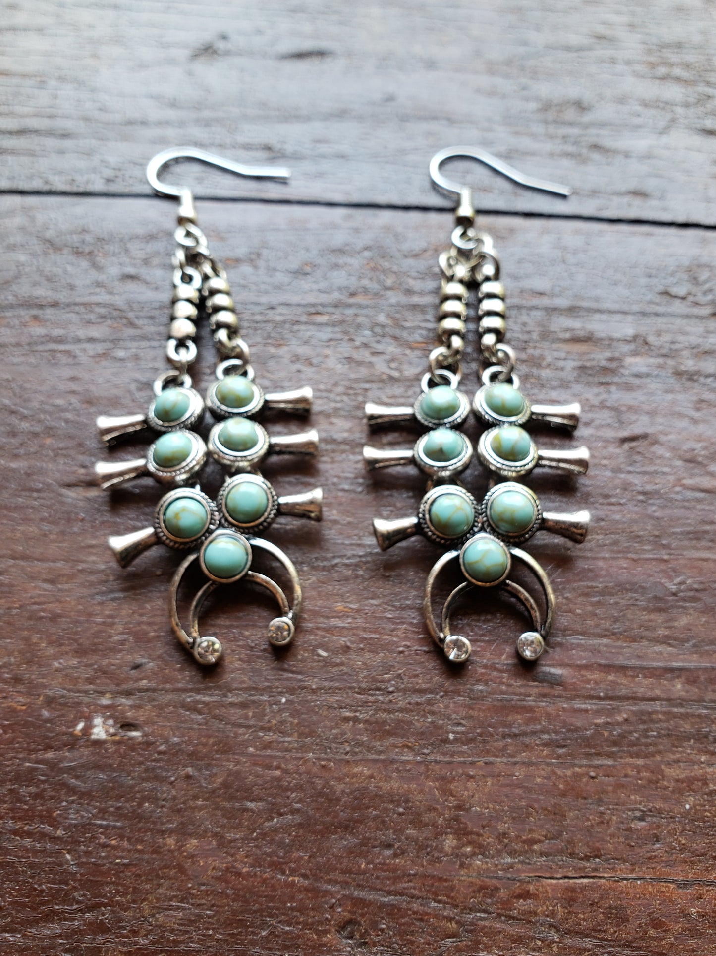 Silver and Turquoise Abstract Scorpion Earrings
