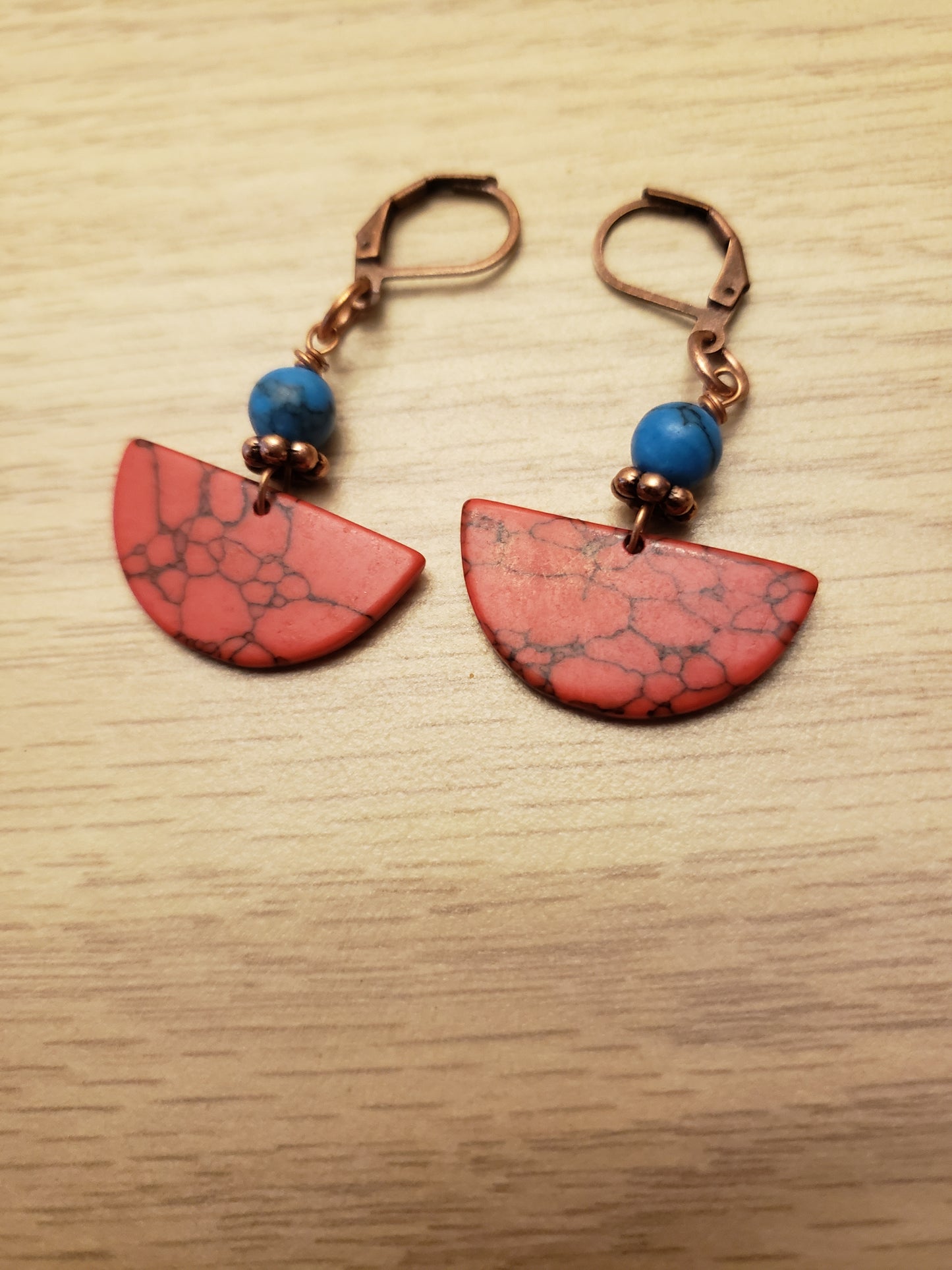 Red Semi Circle Earrings