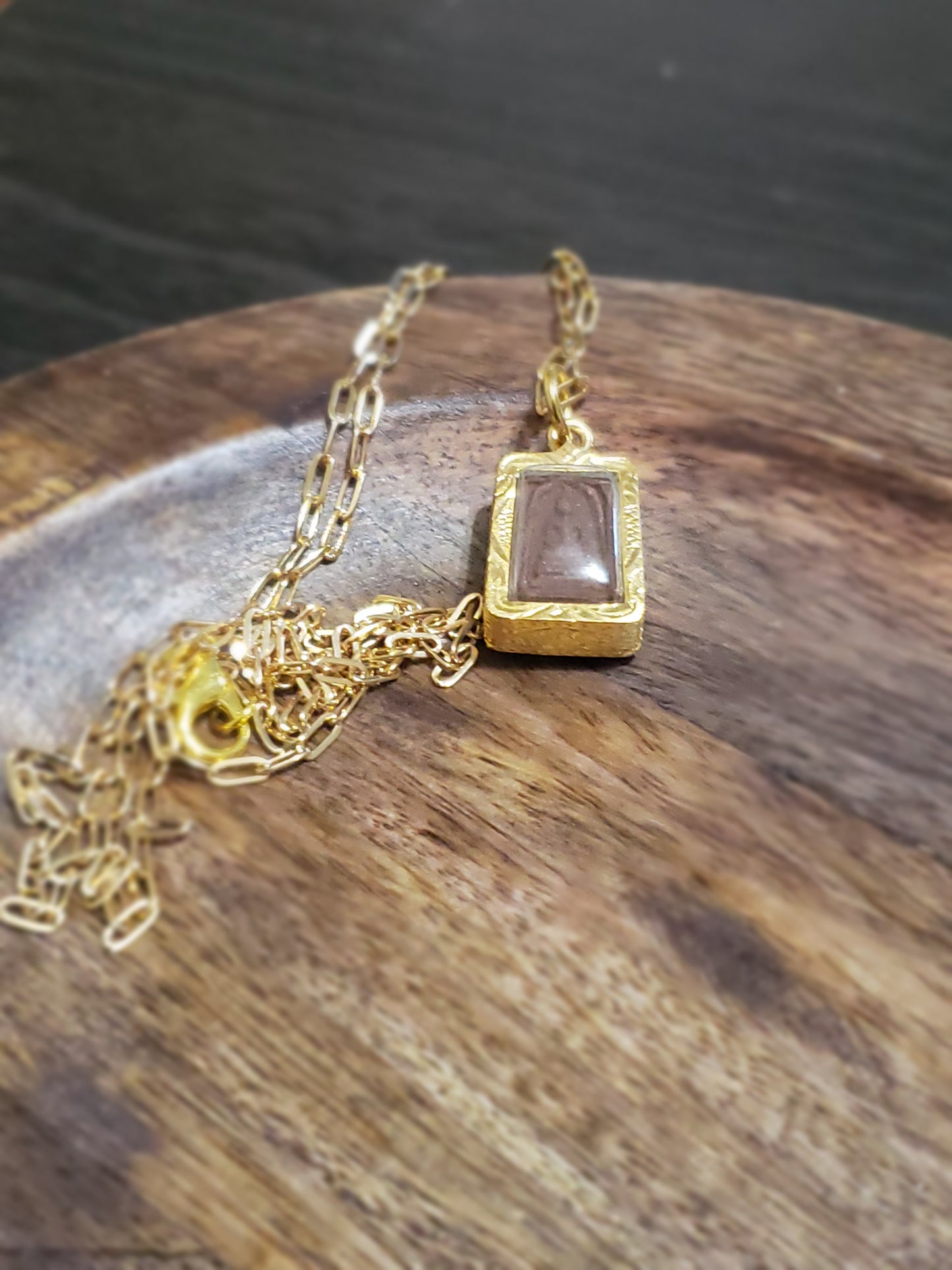 Golden Buddha Engraved Pendant Necklace