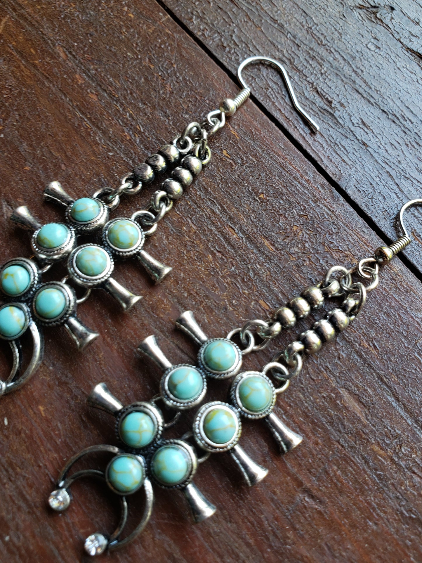 Silver and Turquoise Abstract Scorpion Earrings