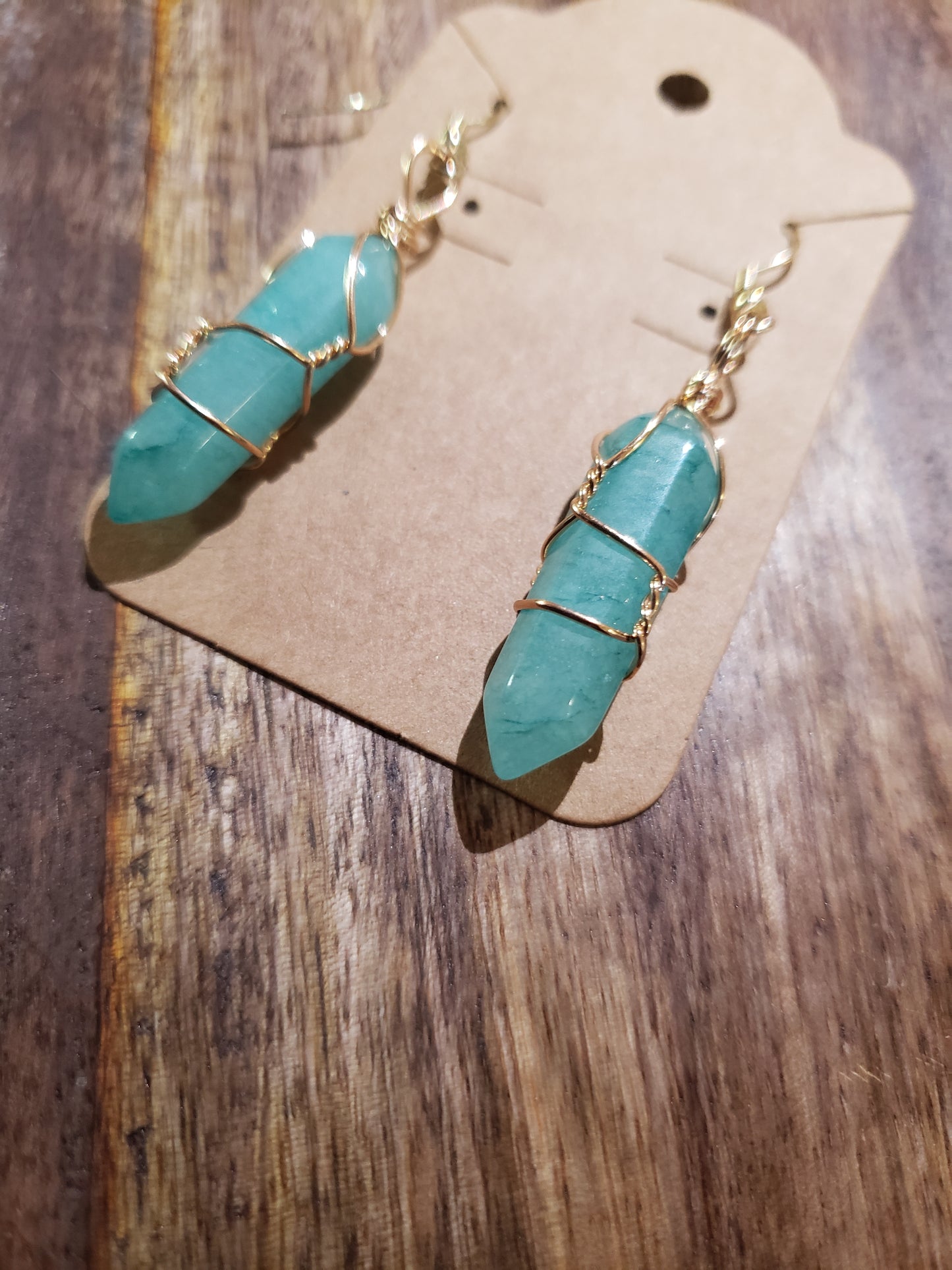Wire Wrapped Gem Earrings