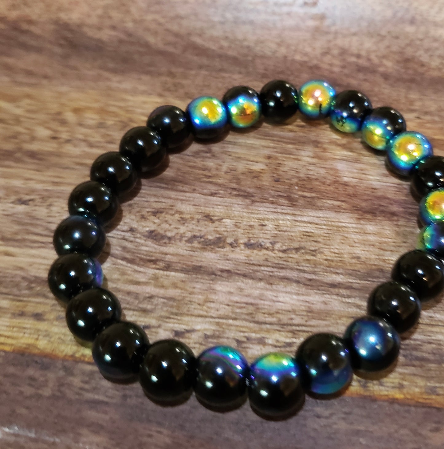 Black Aurora Borealis Beaded Bracelet