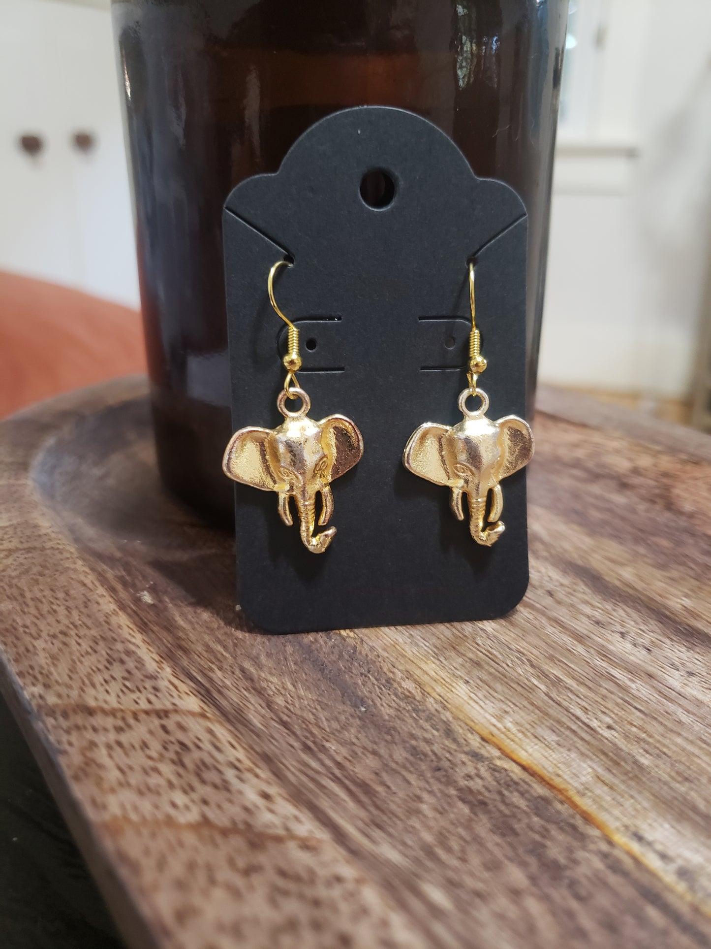 Golden Elephant Charm Earrings