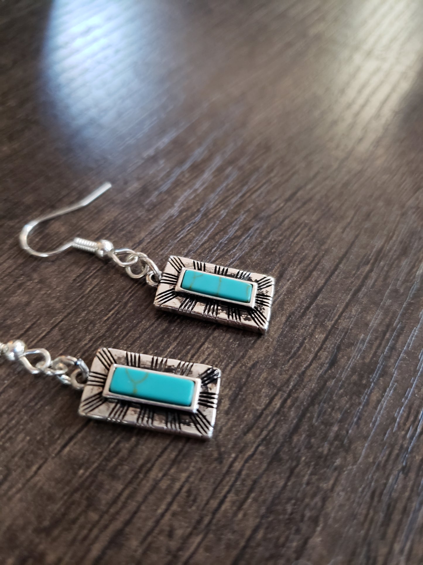 Silver Bohemian Turquoise Pendant Earrings