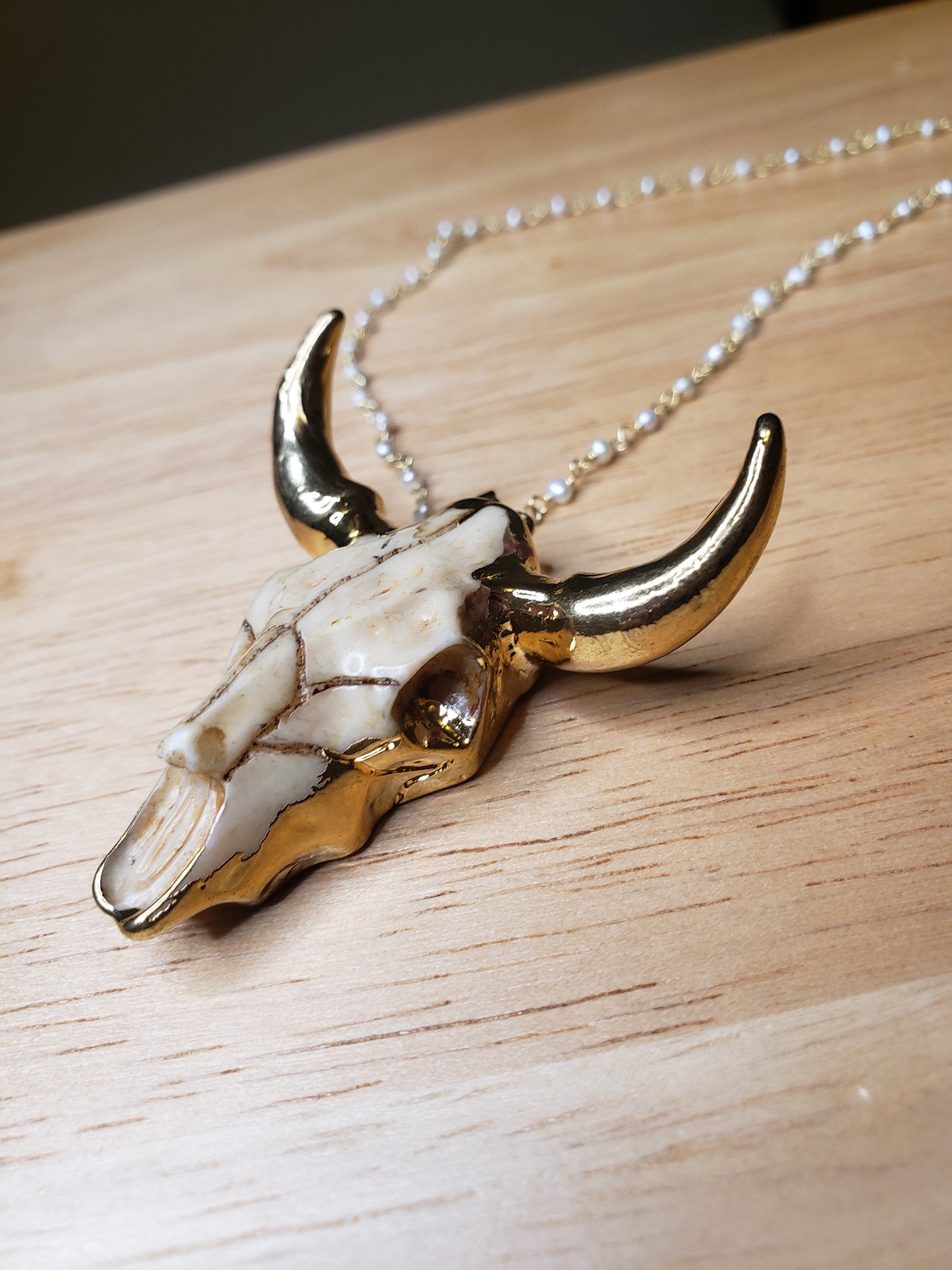 Bull Skull Rosary Necklace