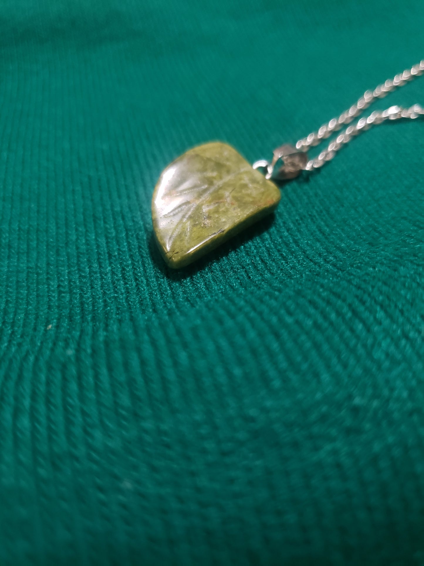 Unakite Green Leaf Necklace