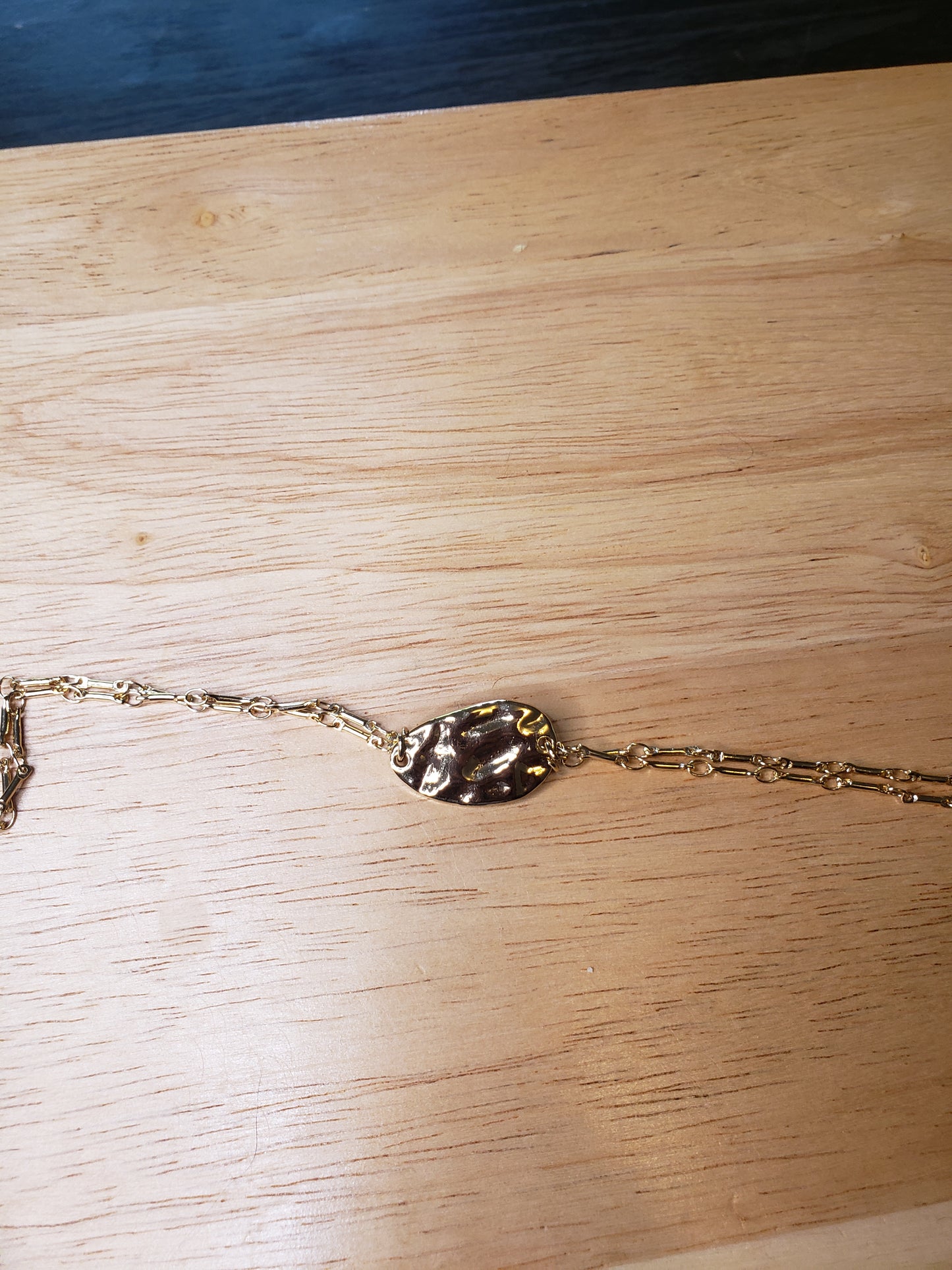 Minimalist Gold Hammered Charm Bracelet