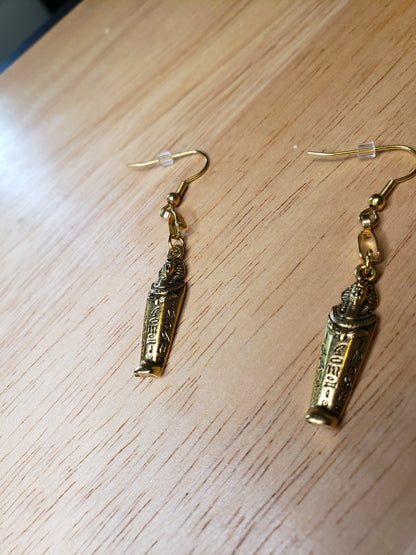 Egyptian Sarcophagus Mummy Pendant Earrings