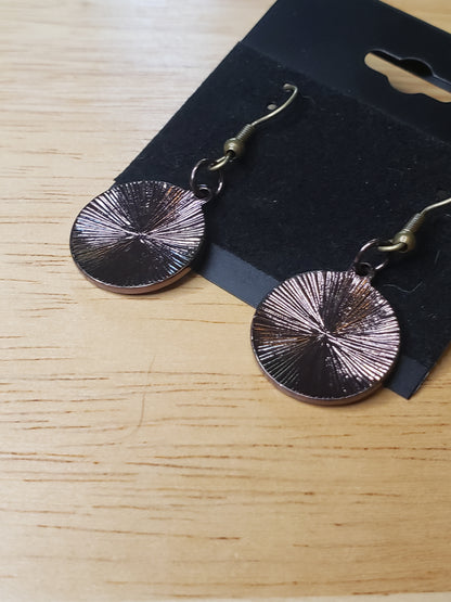 Copper Disc Drop Earrings