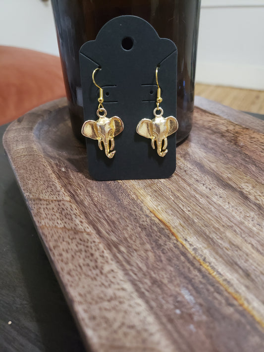 Golden Elephant Charm Earrings