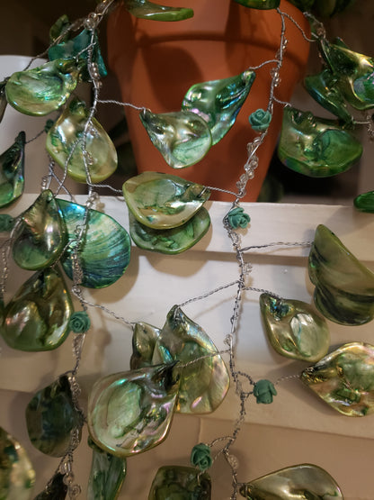 Beaded Plant- Green Auroaboralis Draping Leaf