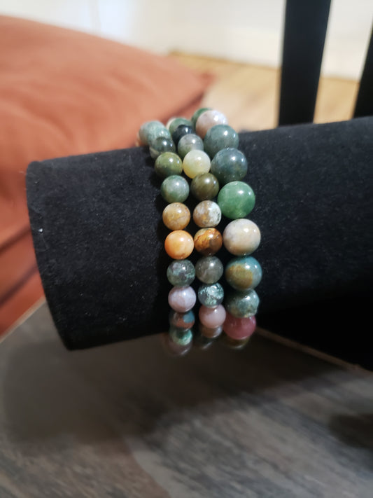 Indian Agate Bead Bracelet Set