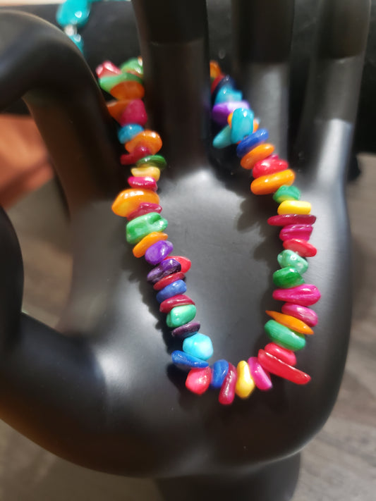 Multicolor Chip Bead Bracelet