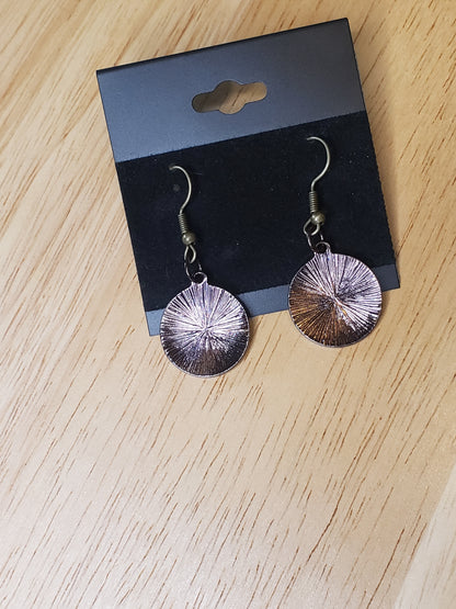 Copper Disc Drop Earrings