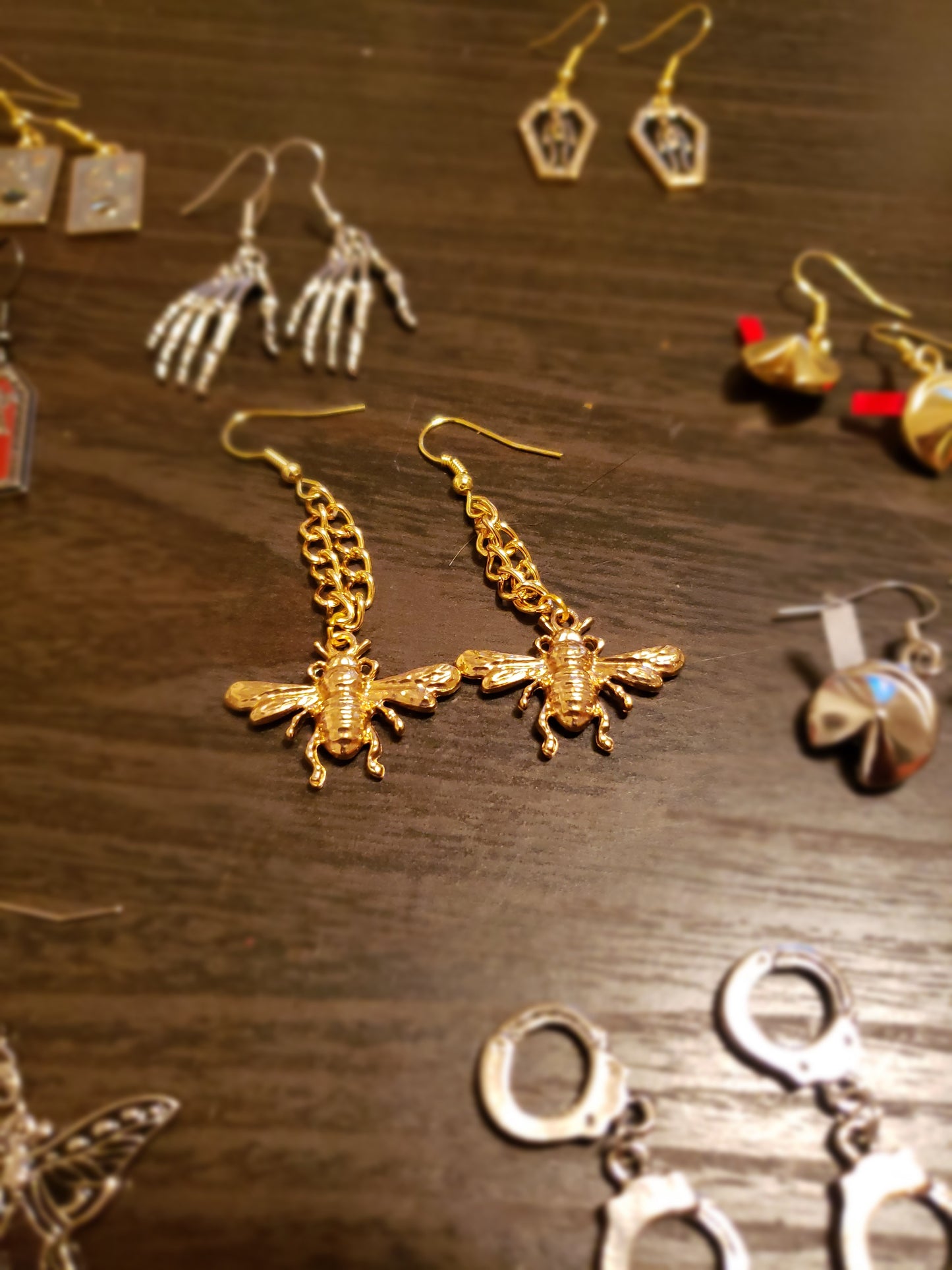 Honeyed Chain Bee Earrings