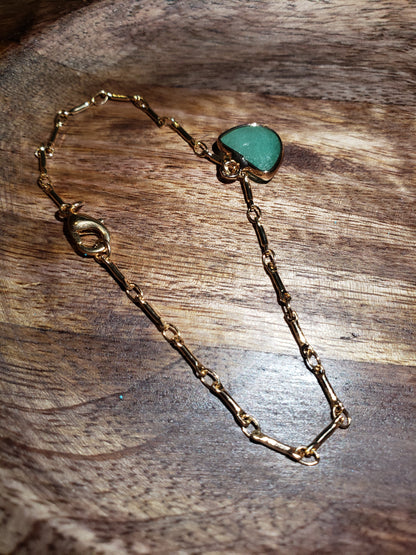 Minimalist Chain Link Bracelet with Gem Charm