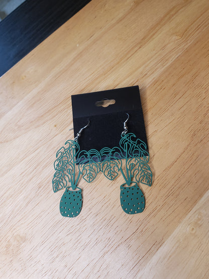 Plant Lover and Proud - Potted Plant Dangle Earrings