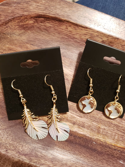 Shell Pearl Feather Earrings