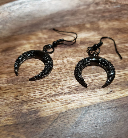 Cubic Zirconia Paved Black Horn Earrings