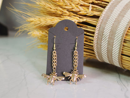 Honeyed Chain Bee Earrings