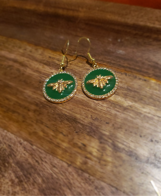 Golden Bee Medallion Earrings