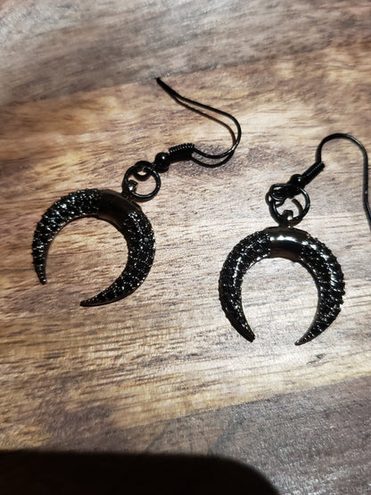 Cubic Zirconia Paved Black Horn Earrings