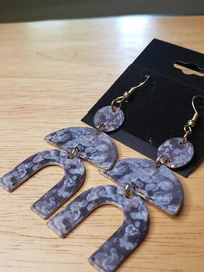 Purple Geometric Chandelier Earrings