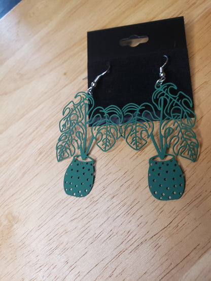 Plant Lover and Proud - Potted Plant Dangle Earrings