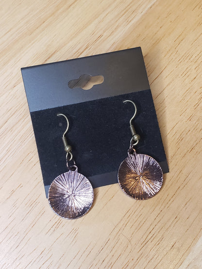 Copper Disc Drop Earrings