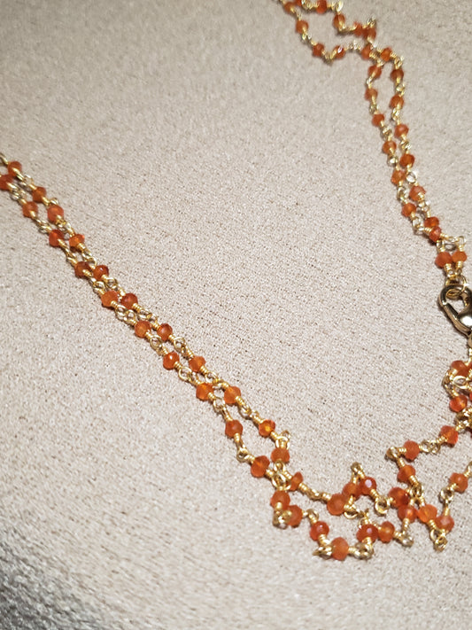 Natural Carnelian Beaded Layered Necklace