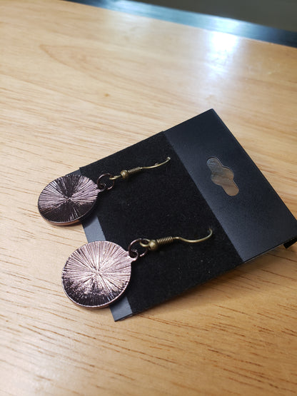 Copper Disc Drop Earrings