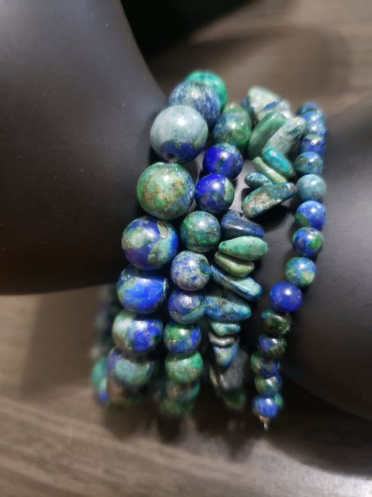 Chrysocolla Stone Bracelet Set