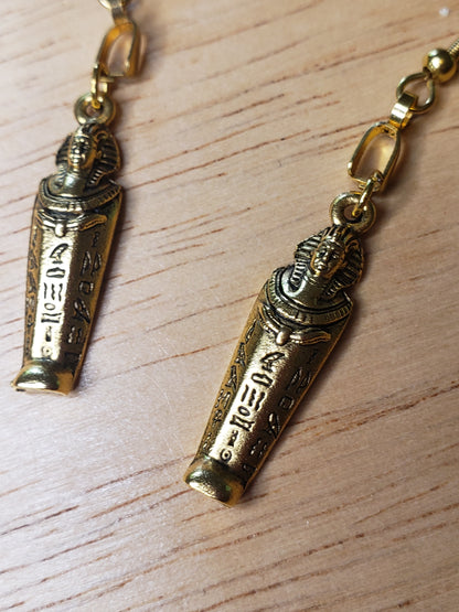 Egyptian Sarcophagus Mummy Pendant Earrings